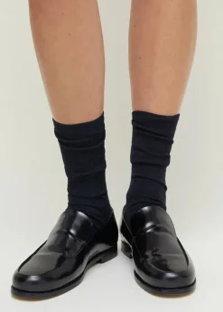 Wool Rib Socks, navy fra Aiayu