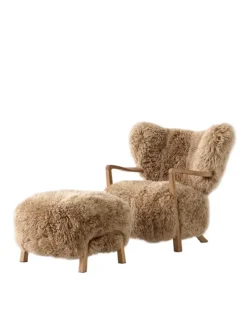 Wulff lænestol inkl. skammel - Sheepskin Honeyfra &Tradition